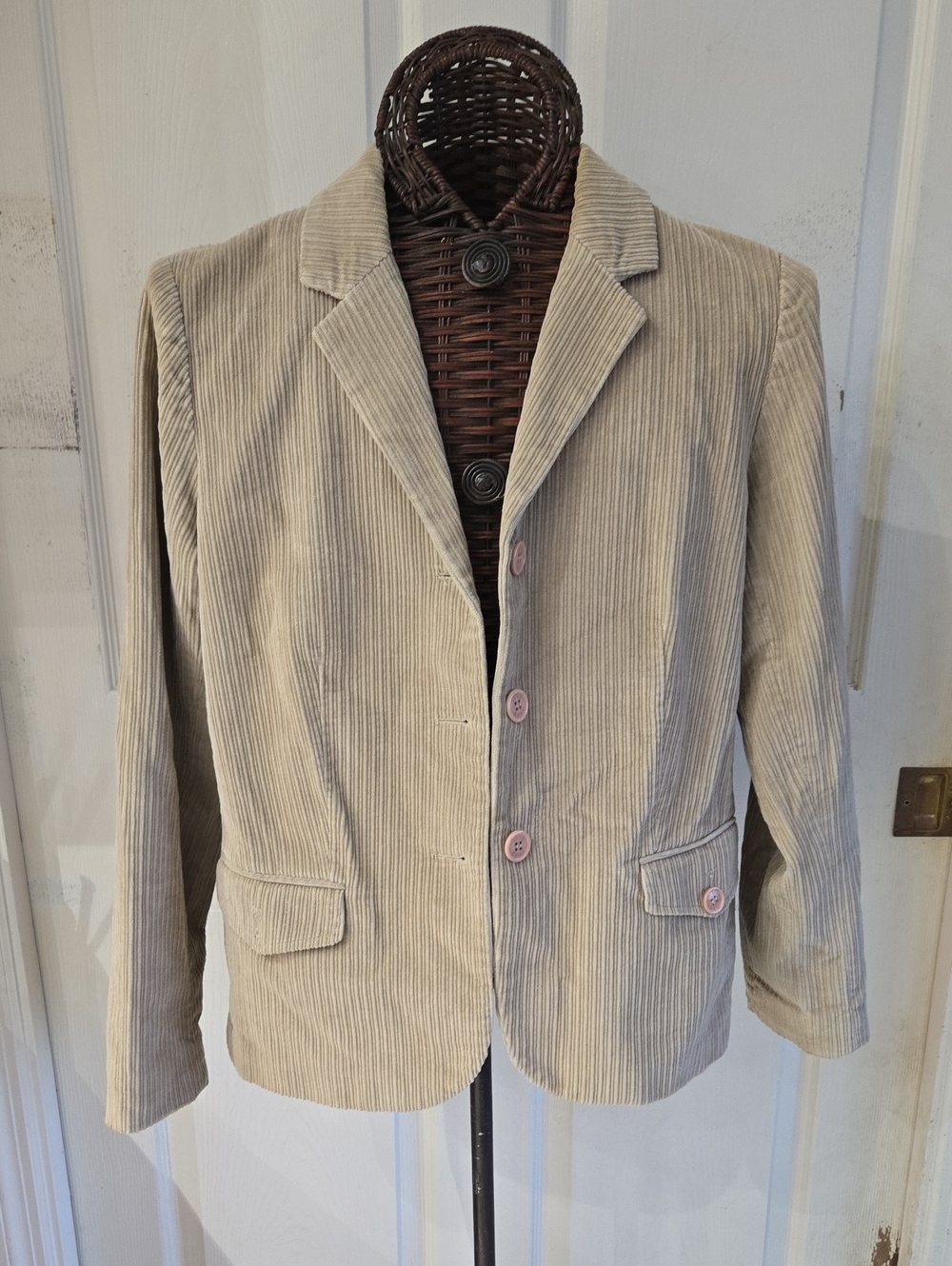Women's Izod Beige Corduroy Blazer Jacket-Size L